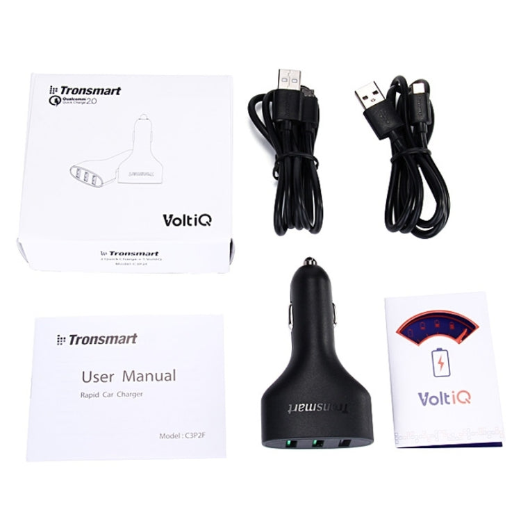 Tronsmart C3P2F 42W 2.4A Max 3 USB Ports Qualcomm Quick Charge 2.0 Car Charger for Tablets / Phones(Black)