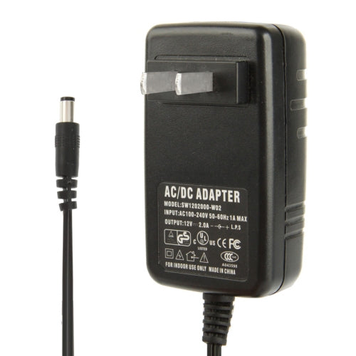 High Quality US Plug AC 100-240V to DC 12V 2A Power Adapter, Tips: 5.5 x 2.5mm, Cable Length: 1.8m