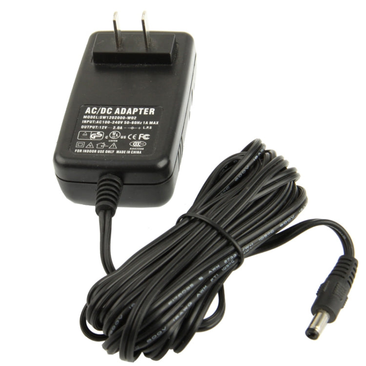 High Quality US Plug AC 100-240V to DC 12V 2A Power Adapter, Tips: 5.5 x 2.5mm, Cable Length: 1.8m