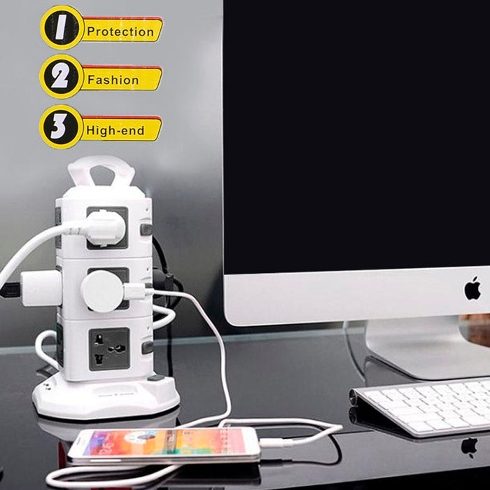 3 Layers with 12 US Outlets and 6 USB Ports Smart Power Sockets, Overload Protector, US Plug, Cable Length: 1.5M