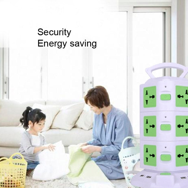 3 Layers with 12 US Outlets and 6 USB Ports Smart Power Sockets, Overload Protector, US Plug, Cable Length: 1.5M