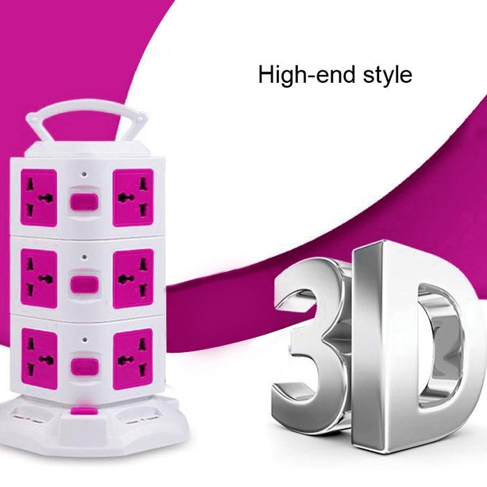 3 Layers with 12 US Outlets and 6 USB Ports Smart Power Sockets, Overload Protector, US Plug, Cable Length: 1.5M