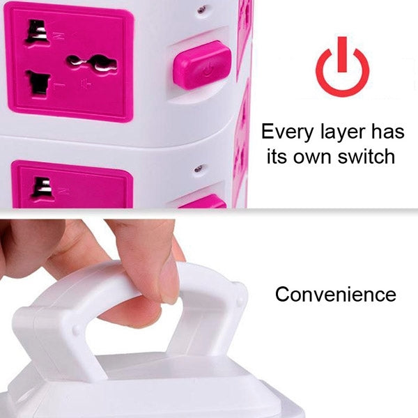 3 Layers with 12 US Outlets and 6 USB Ports Smart Power Sockets, Overload Protector, US Plug, Cable Length: 1.5M