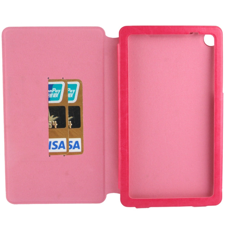 Crazy Horse Texture Detachable Leather Case with Credit Card Slot & Holder for Google Nexus 7 (2013 Version), Magenta(Magenta)