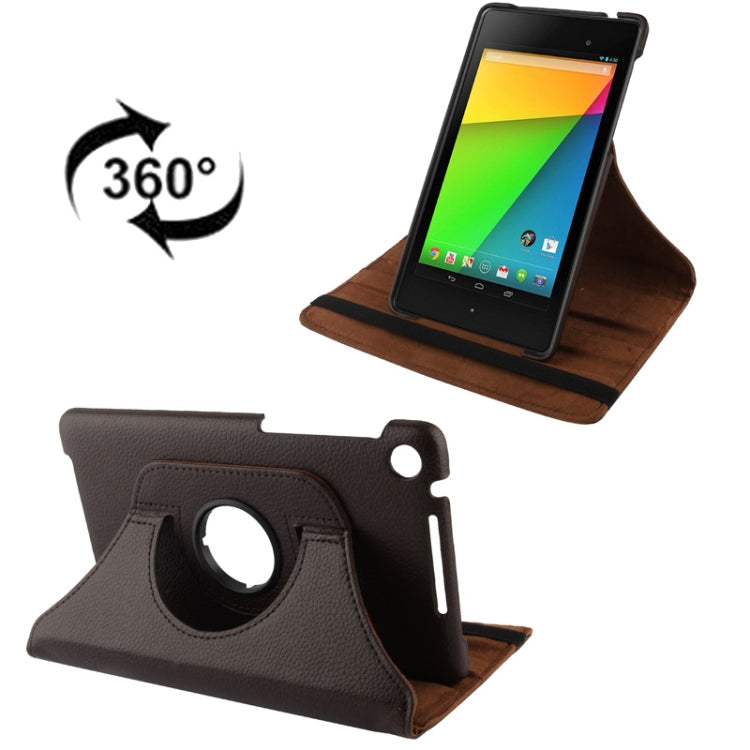 360 Degrees Rotation Litchi Texture Leather Case with 2-angle Holder for Google Nexus 7 (2013 Version),
