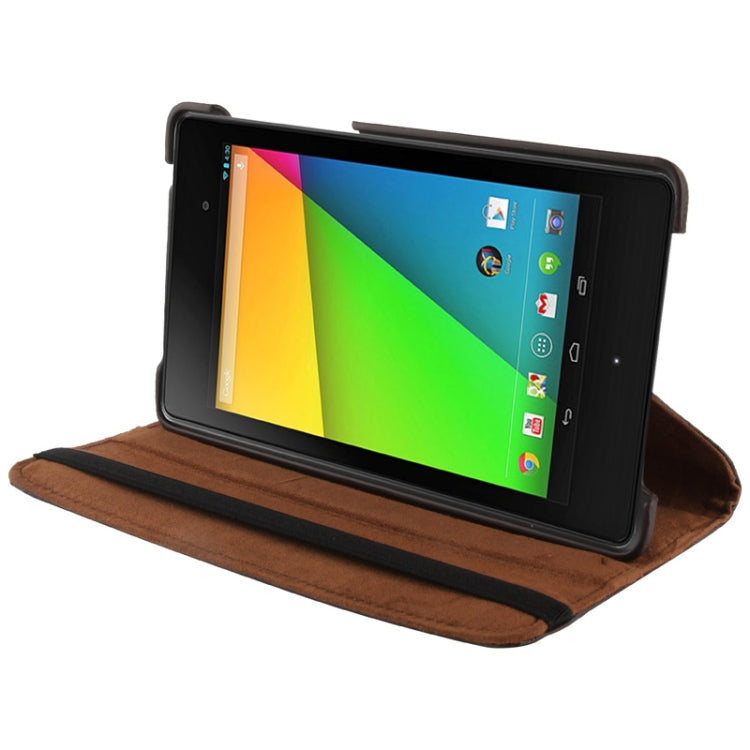360 Degrees Rotation Litchi Texture Leather Case with 2-angle Holder for Google Nexus 7 (2013 Version),