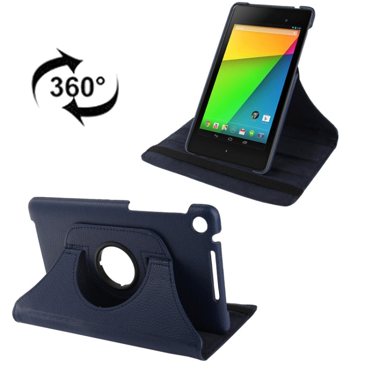 360 Degrees Rotation Litchi Texture Leather Case with 2-angle Holder for Google Nexus 7 (2013 Version),