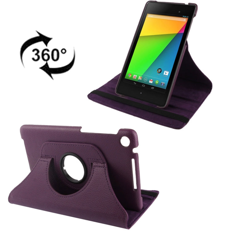 360 Degrees Rotation Litchi Texture Leather Case with 2-angle Holder for Google Nexus 7 (2013 Version),