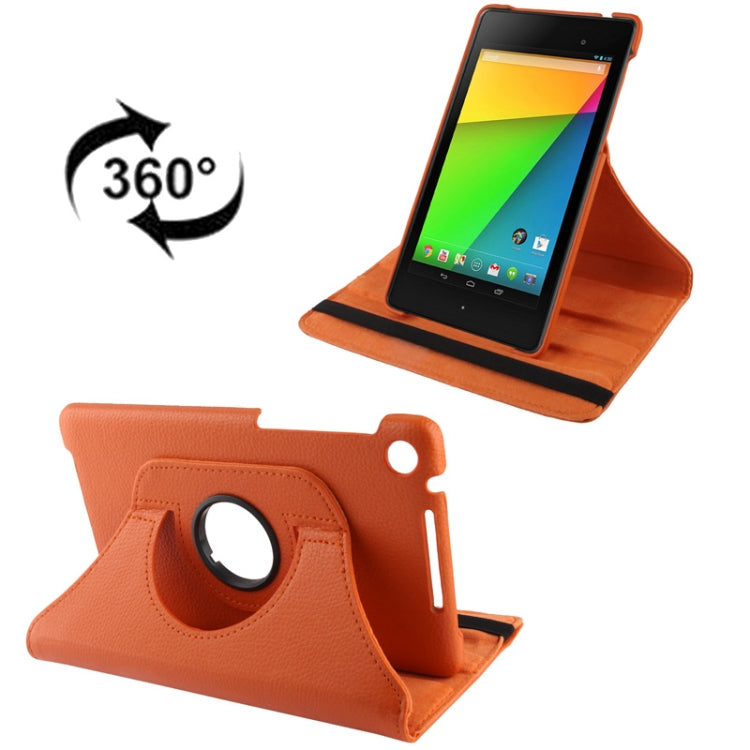 360 Degrees Rotation Litchi Texture Leather Case with 2-angle Holder for Google Nexus 7 (2013 Version),