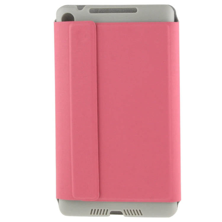 3-folding Cloth Texture Leather Case with Holder for Google Nexus 7 (2013 Version), Pink(Pink)