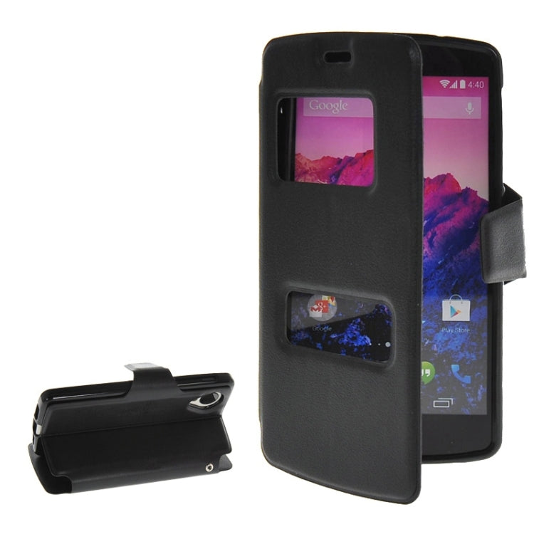 Horizontal Flip Leather Case with Call Display ID & Holder for Google Nexus 5 / D821