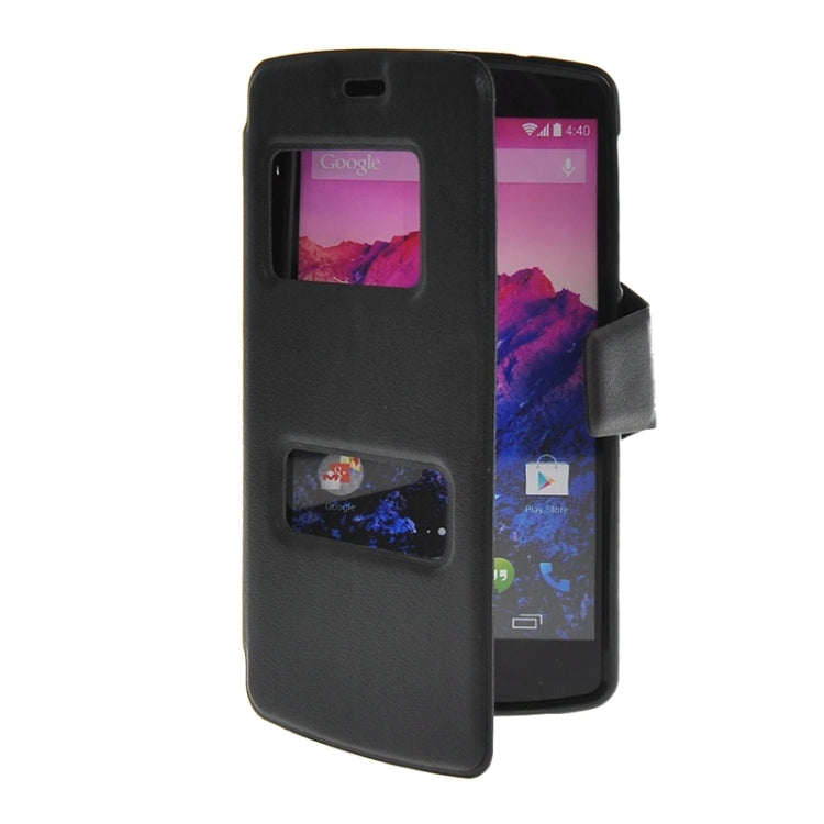 Horizontal Flip Leather Case with Call Display ID & Holder for Google Nexus 5 / D821