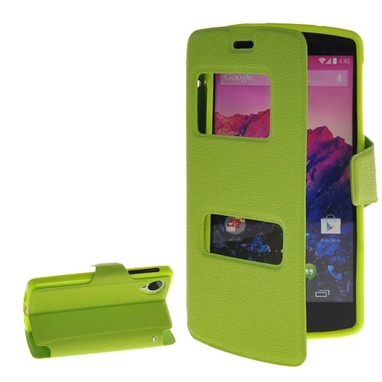 Horizontal Flip Leather Case with Call Display ID & Holder for Google Nexus 5 / D821