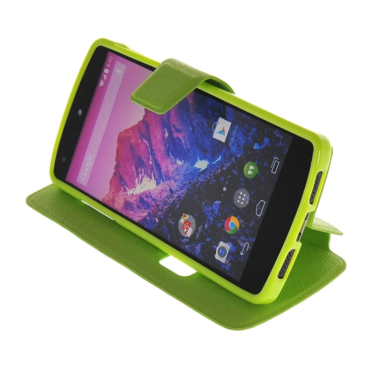 Horizontal Flip Leather Case with Call Display ID & Holder for Google Nexus 5 / D821