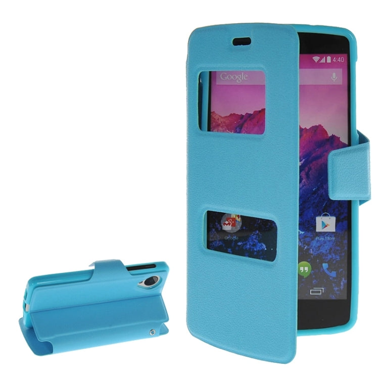 Horizontal Flip Leather Case with Call Display ID & Holder for Google Nexus 5 / D821