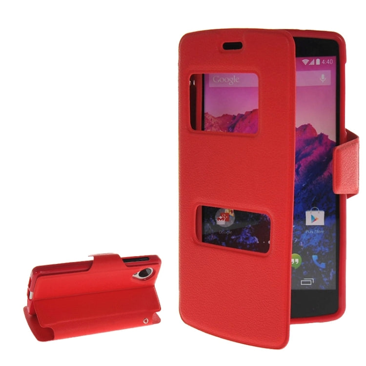 Horizontal Flip Leather Case with Call Display ID & Holder for Google Nexus 5 / D821