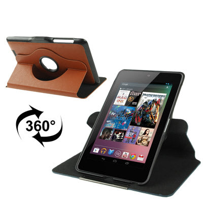 360 Degrees Rotating Ultra Slim Litchi Texture Leather Case with Holder for Google Nexus 7 (2012 Version), Brown(Brown)