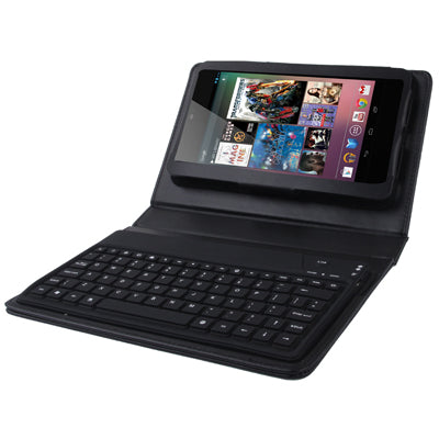 2 in 1 Bluetooth 2.0 Silicone Keyboard + Folding Leather Tablet Case with Holder for Google Nexus 7(Black)