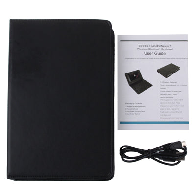 2 in 1 Bluetooth 2.0 Silicone Keyboard + Folding Leather Tablet Case with Holder for Google Nexus 7(Black)