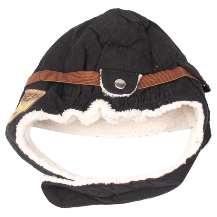 Pilot Glasses Style Sherpa Warm Baby Ear Hat(Black)