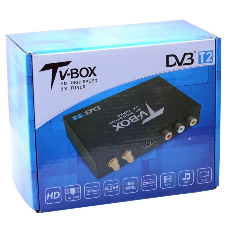 DVB-T2 HD High Speed Single Antenna Mobile Digital Car TV Receiver, Support H.264/MPEG2/MPEG4 /80KM/hour