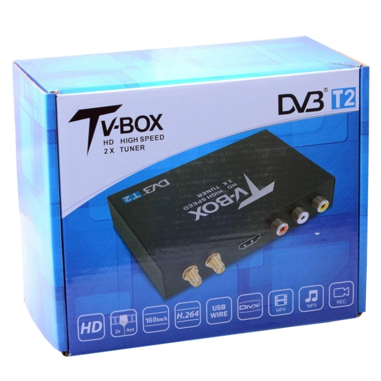DVB-T2 HD High Speed Double Antenna Mobile Digital Car TV Receiver, Support H.264/MPEG2/MPEG4 /120KM/hour