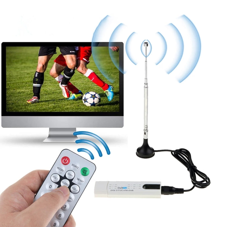 USB 2.0 DVB-T2 Stick with Remote Control & FM Radio Function, Support MPEG-4 H.264 (AVC) & MPEG 2 Encoding(White)
