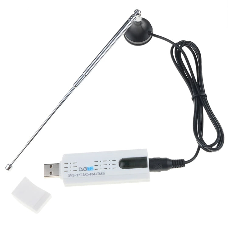 USB 2.0 DVB-T2 Stick with Remote Control & FM Radio Function, Support MPEG-4 H.264 (AVC) & MPEG 2 Encoding(White)