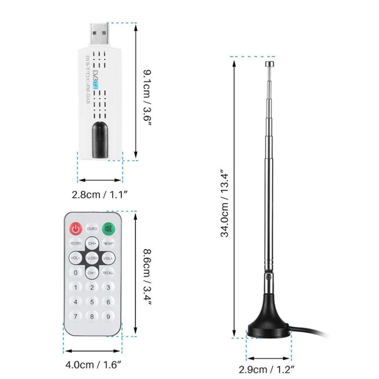 USB 2.0 DVB-T2 Stick with Remote Control & FM Radio Function, Support MPEG-4 H.264 (AVC) & MPEG 2 Encoding(White)