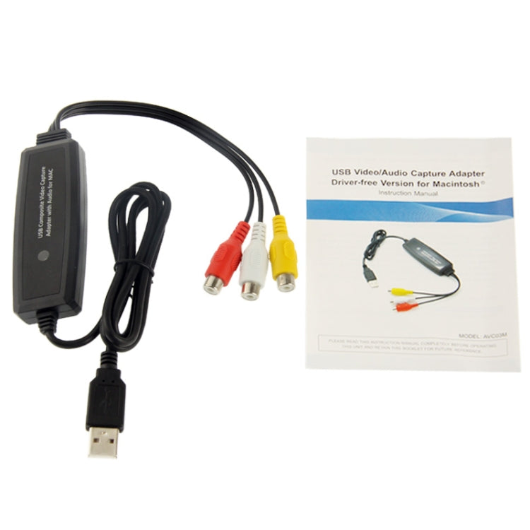 Composite to USB Video Capture Adapter with Audio for MAC(Transparent)