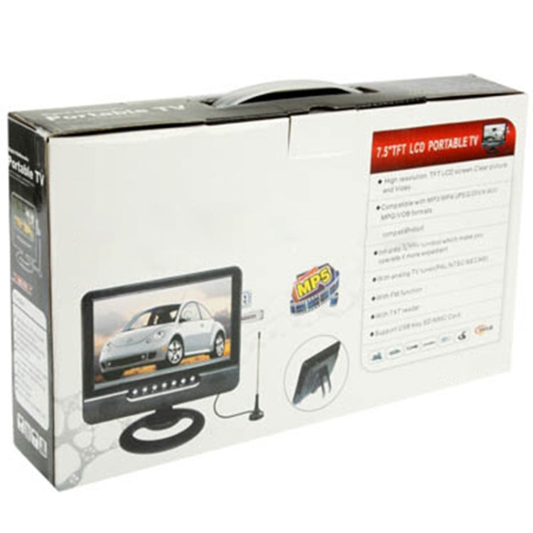 NS701 7.5 inch TFT LCD Color Analog TV with Wide View Angle, Support SD/MMC Card, USB Flash Disk(Black)