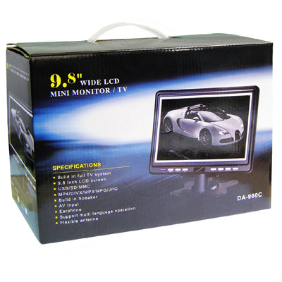9.8 inch Wide LCD mini monitor/Analog TV with FM Radio, Support SD/MMC Card, USB flash disk(Black)