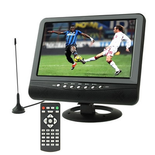 9.5 inch TFT LCD Color Portable Analog TV with Wide View Angle, Support SD/MMC Card, USB Flash disk, AV In, FM Radio function(Black)