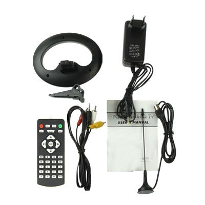 9.5 inch TFT LCD Color Portable Analog TV with Wide View Angle, Support SD/MMC Card, USB Flash disk, AV In, FM Radio function(Black)