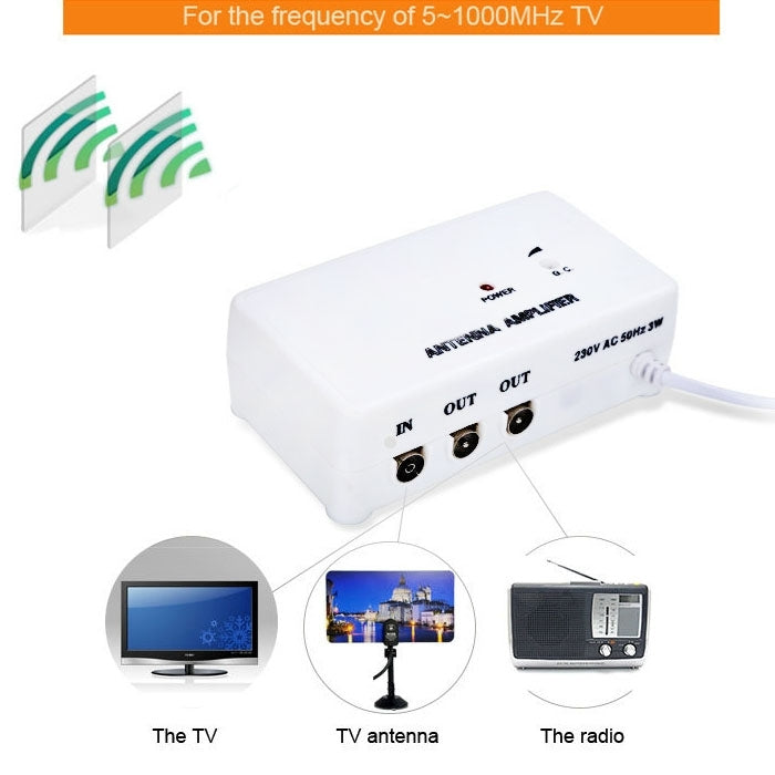 High Quality TV330 Indoor Antenna Amplifier with Gain Control(White)