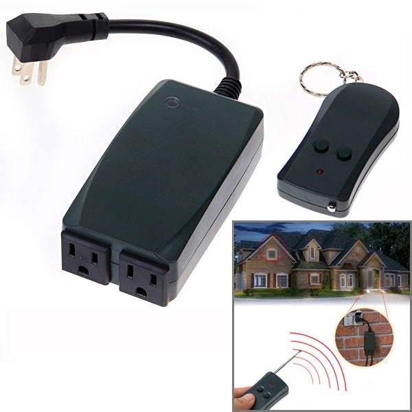 2-Outlet Outdoor Wireless Remote Control Switch Outlet(Black)