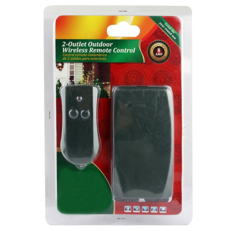 2-Outlet Outdoor Wireless Remote Control Switch Outlet(Black)