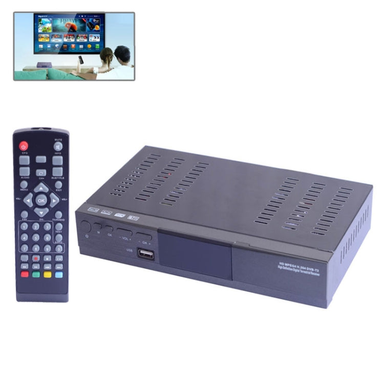 H.264 MPEG-4 HD 1080P DVB-T2 Terrestrial Digital TV Receiver, Support USB / HDMI