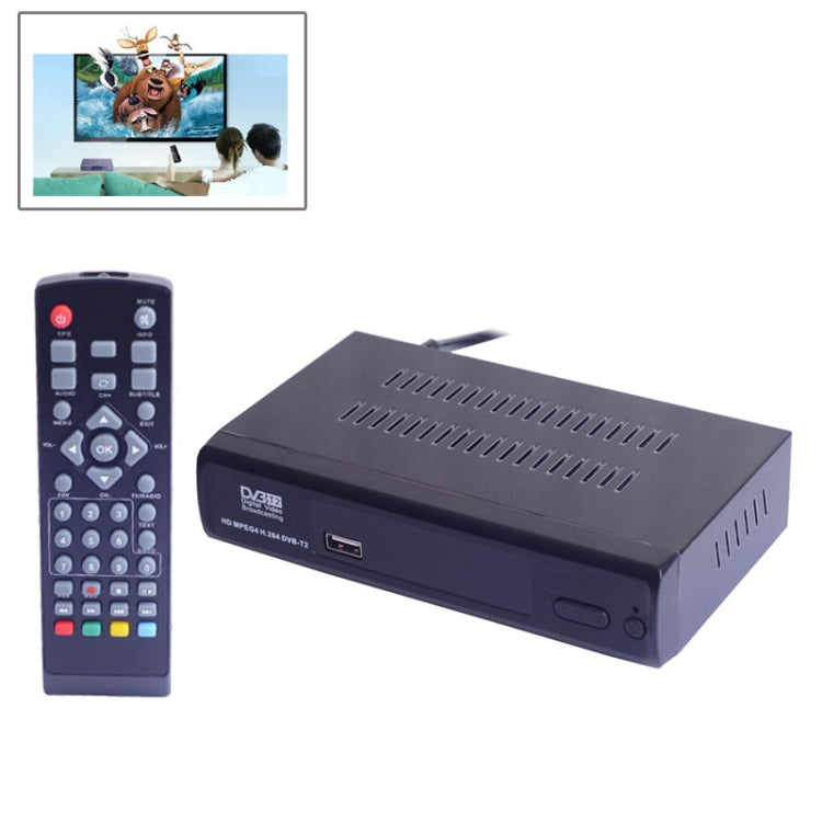 H.264 MPEG-4 HD 1080P DVB-T2 Mini Terrestrial Digital TV Receiver, Support USB / HDMI / 3D