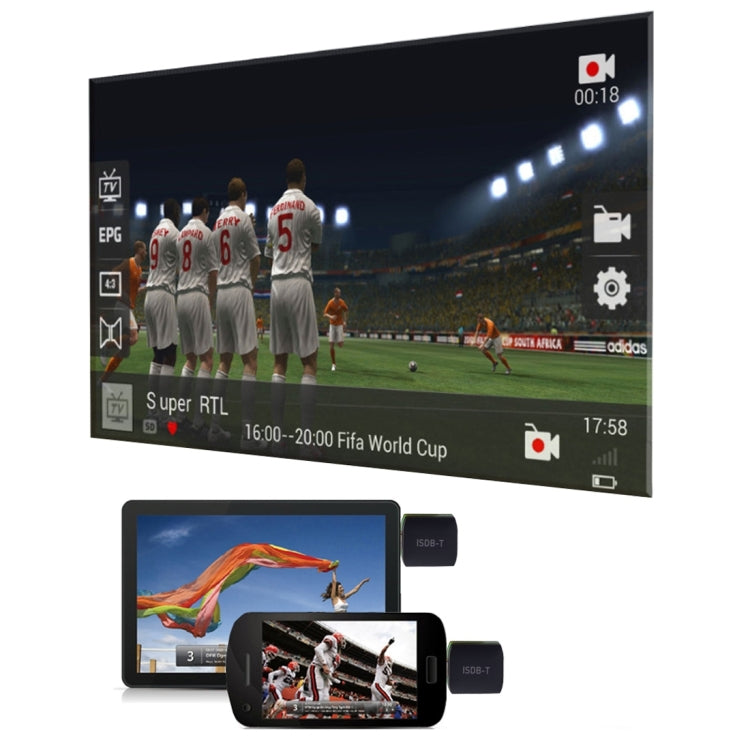 Micro USB 2.0 Mobile Watch ISDB-T Pad TV Tuner Stick with Antenna  for Android Phone / Pad with OTG, Support Android 4.1 Above