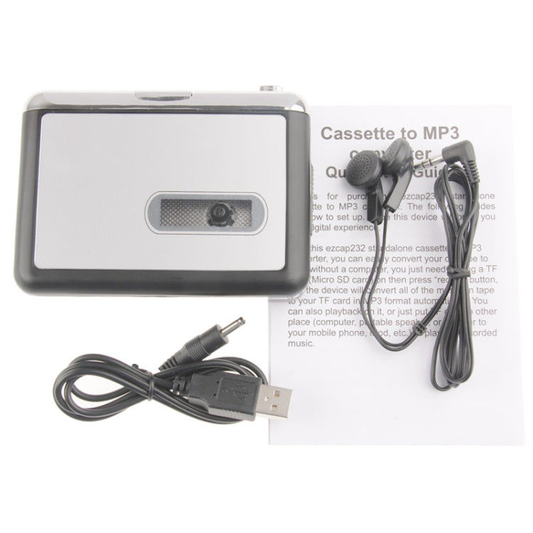 Plug and Play TF Card/Micro SD Cassette Tape to MP3 Converter (Black + Silver)