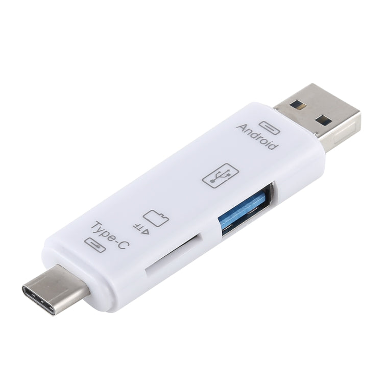 D-188 3 in 1 TF & USB to Micro USB & Type-C Card Reader OTG Adapter Connector
