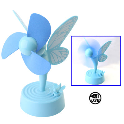 Mini Butterfly Style Fan (USB / Battery Power Supply), Blue(Blue)