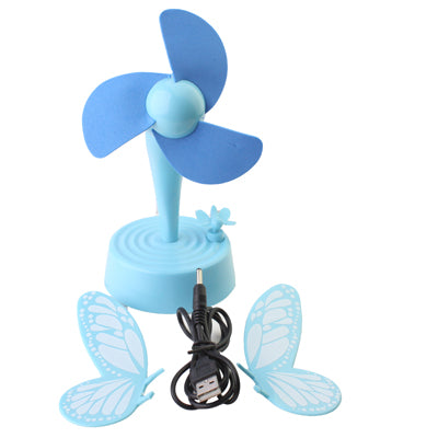 Mini Butterfly Style Fan (USB / Battery Power Supply), Blue(Blue)
