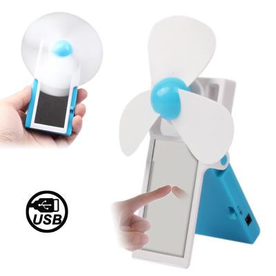 Electric USB Mini Cooling Fan USB Device Gadget with Mirror & Bracket
