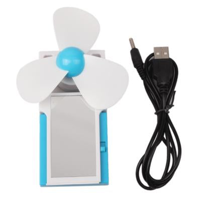 Electric USB Mini Cooling Fan USB Device Gadget with Mirror & Bracket
