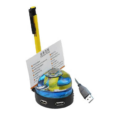 4 ports Liquid USB Hub with Pen and Business Card Holder