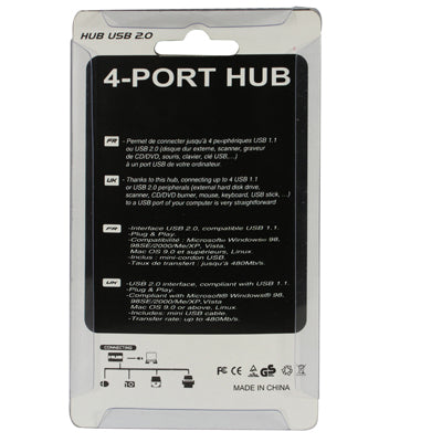 4 Ports USB 2.0 HUB with Switch, Plug and Play(White)