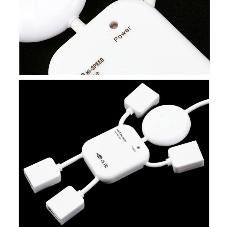 4 Ports High Speed USB 2.0 Humanoid HUB Splitter(White)