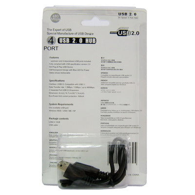 4 Ports USB 2.0 HUB(Blue)